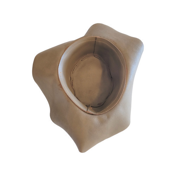 Vintage Vegan‎ Leather Brown Outback Cowboy Lace Detail Hat Boonie Hat - Picture 4 of 13